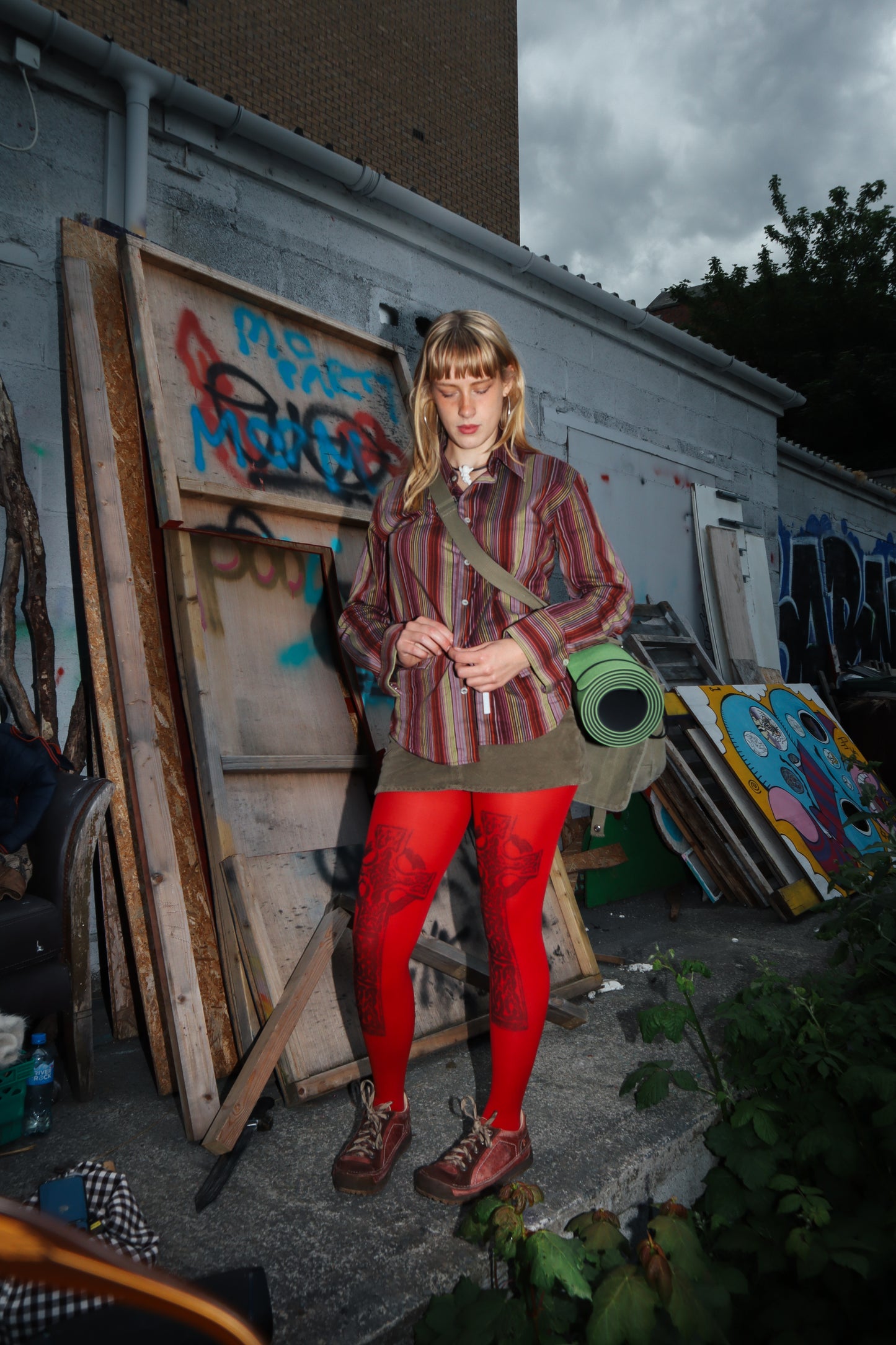 Red High Cross Tights