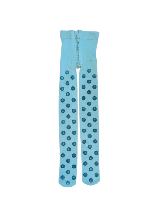 Turquoise Blue Buttons Tights