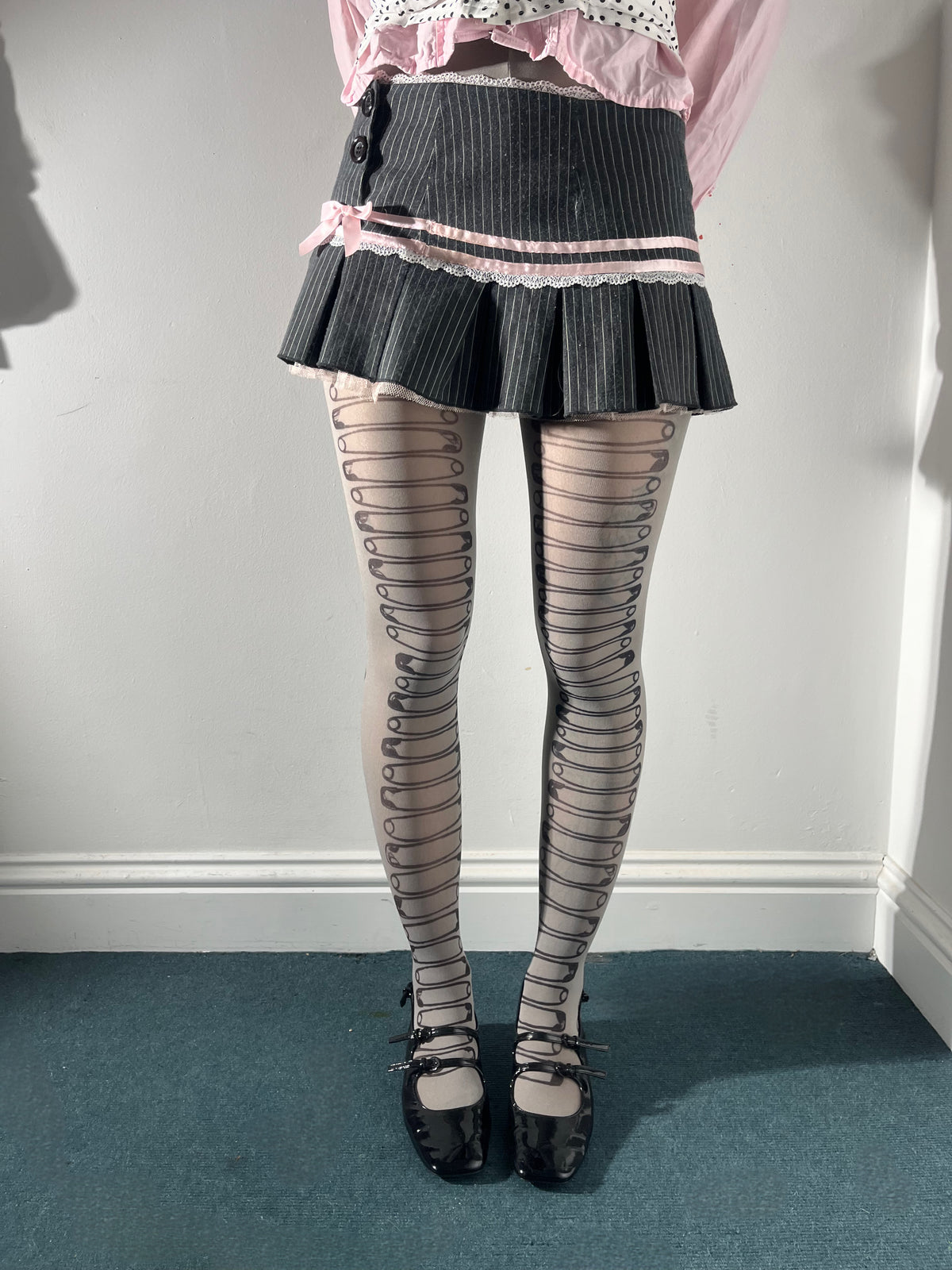 Grey Safety Pin Tights